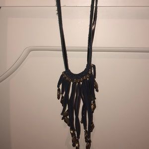 Navy Blue dangling necklace with hanging Jewels
